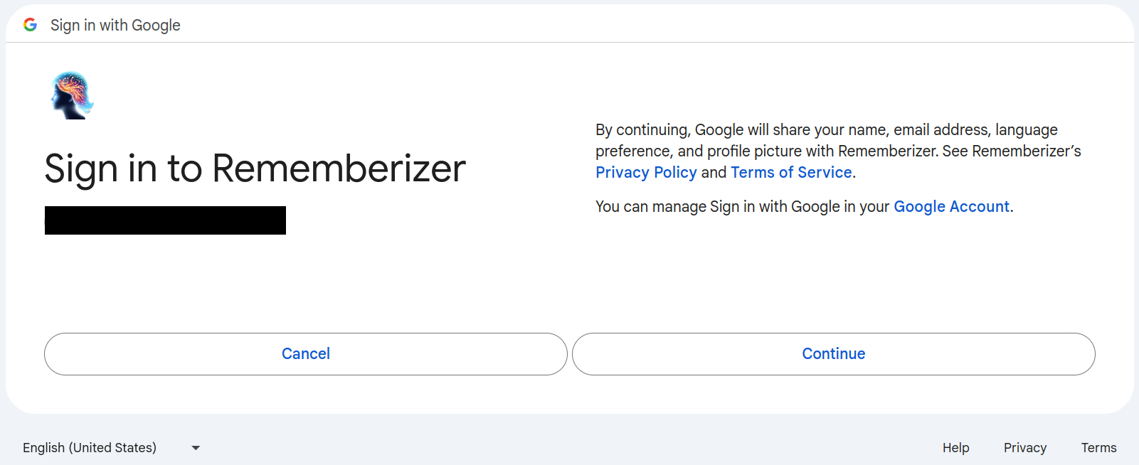 شاشة التحقق من تطبيق Google