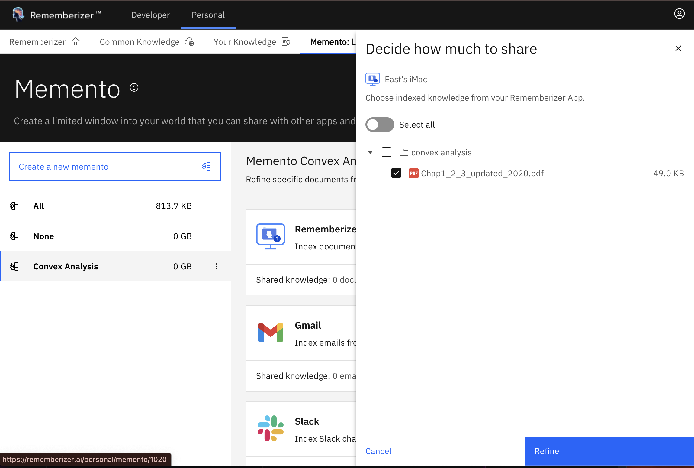 تنقيح معرفة الميمنتو